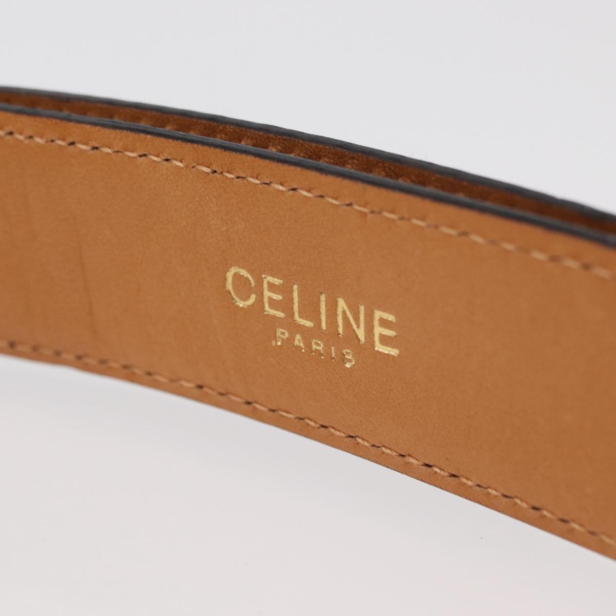 CELINE Triomphe Waist Belt Leather 25.6"" Black Gold Auth 176087A