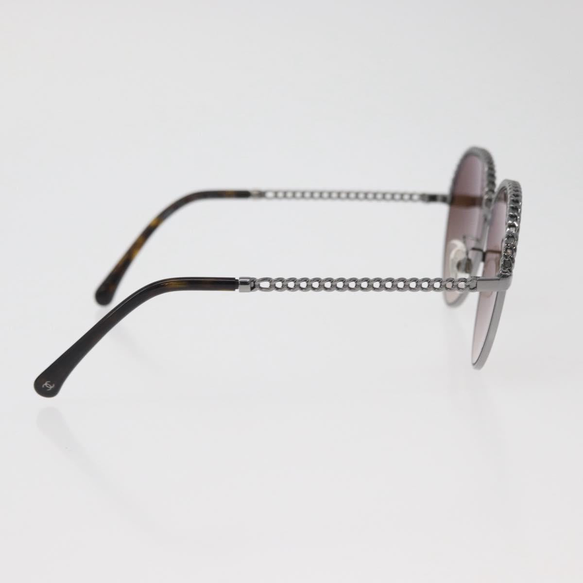 CHANEL Sunglasses metal Silver CC Auth 176091A
