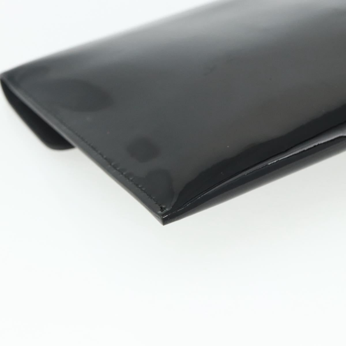 Alexander McQueen Clutch Bag Patent leather Black Silver Auth 176104A