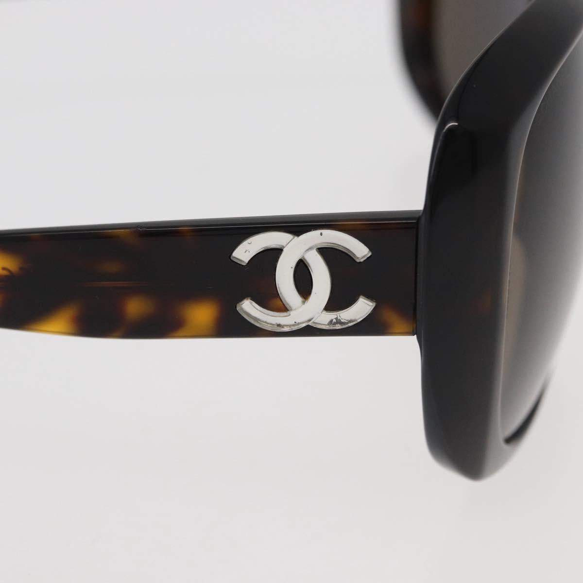 CHANEL COCO Mark Sunglasses plastic Black CC Auth 176107