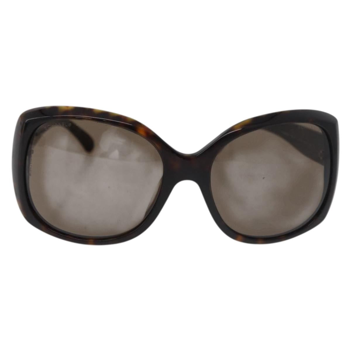 CHANEL COCO Mark Sunglasses plastic Black CC Auth 176107