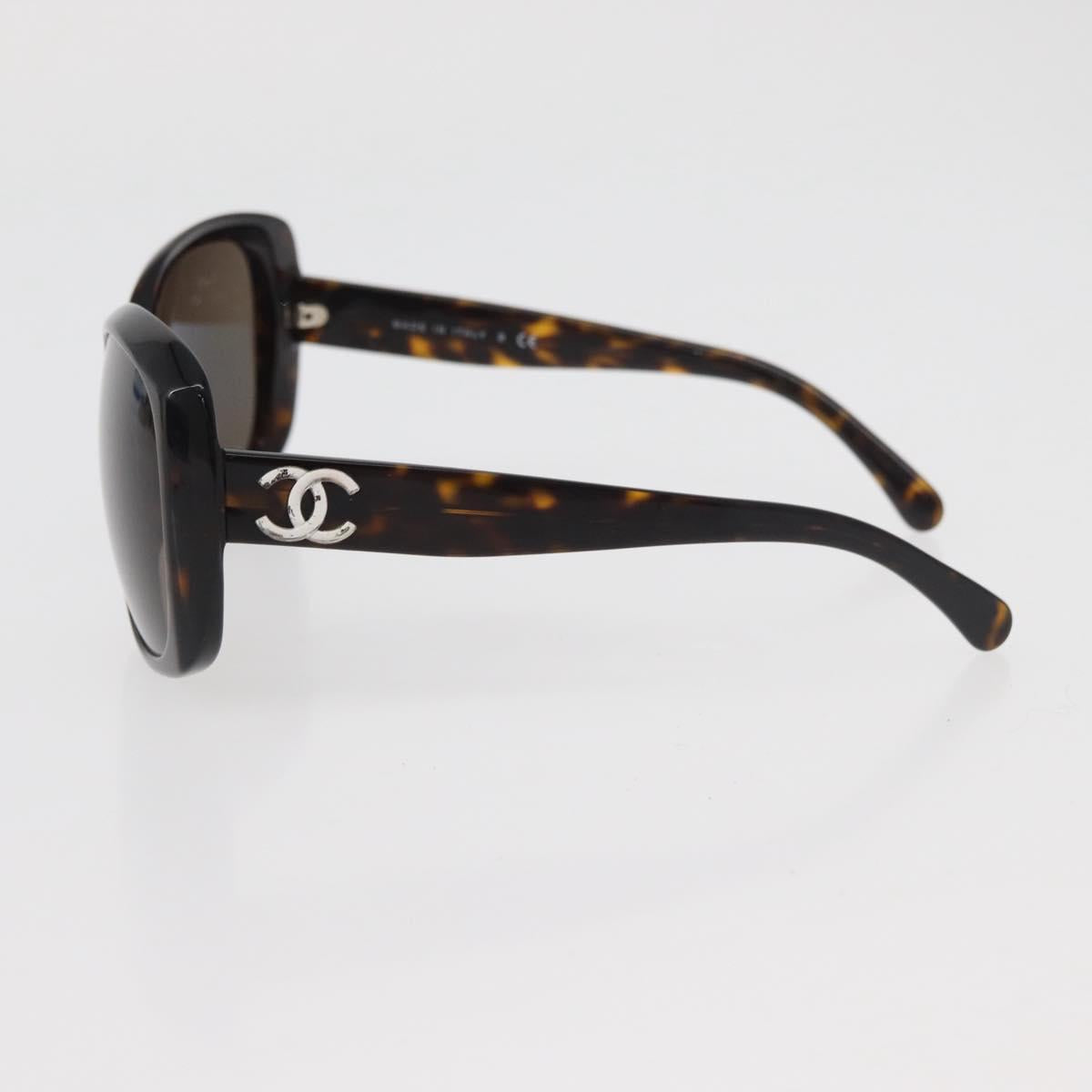 CHANEL COCO Mark Sunglasses plastic Black CC Auth 176107