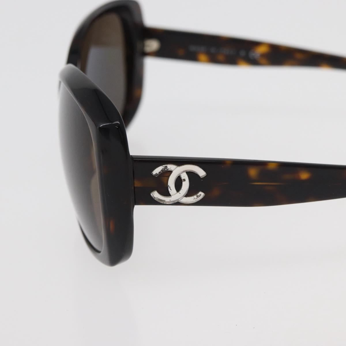 CHANEL COCO Mark Sunglasses plastic Black CC Auth 176107