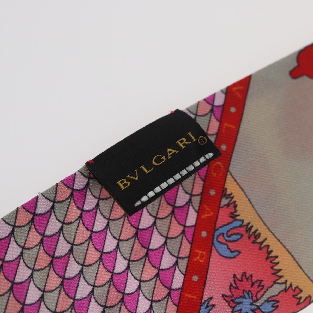 BVLGARI Scarf Silk Red Auth 176112A
