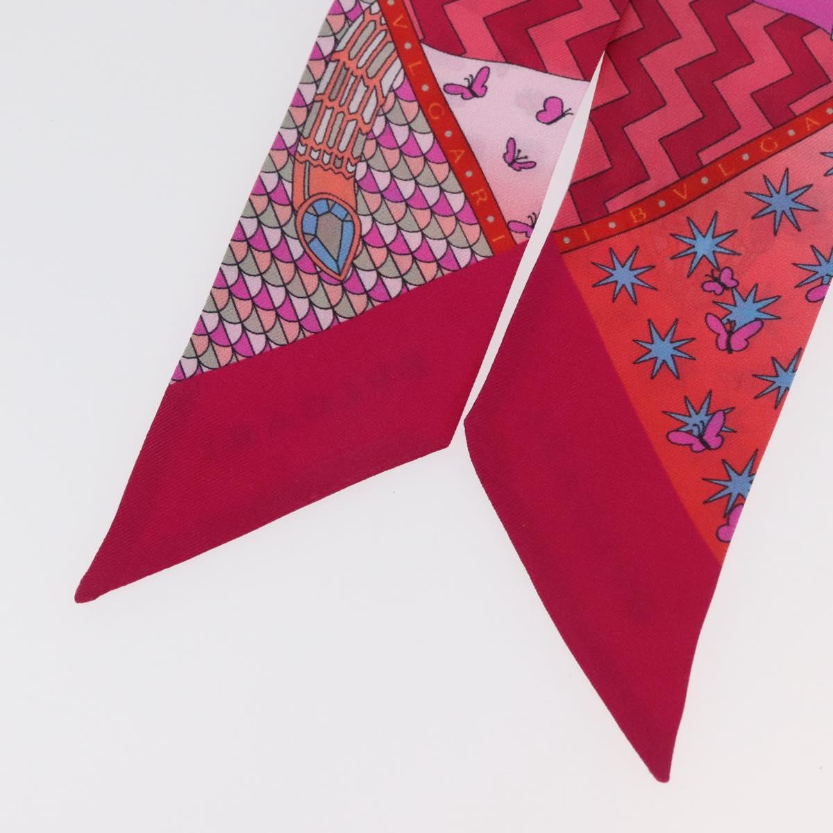 BVLGARI Scarf Silk Red Auth 176112A