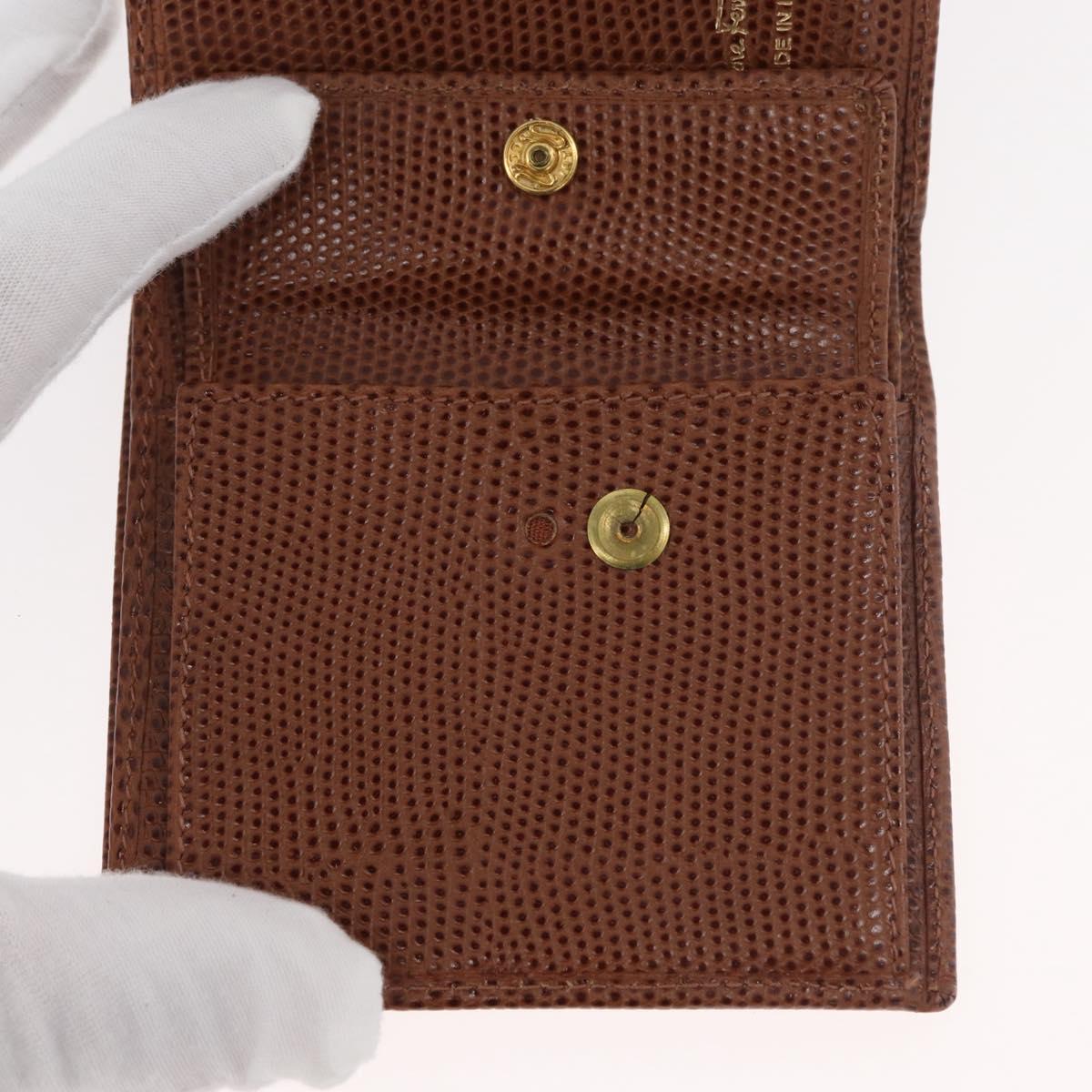 Salvatore Ferragamo Vala Wallet Leather Brown Gold Auth 176113A