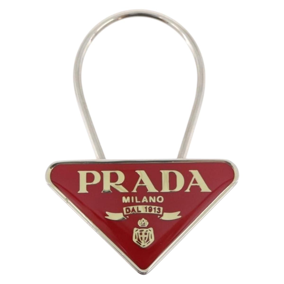 PRADA Key Ring metal Red M285 Auth 176117A