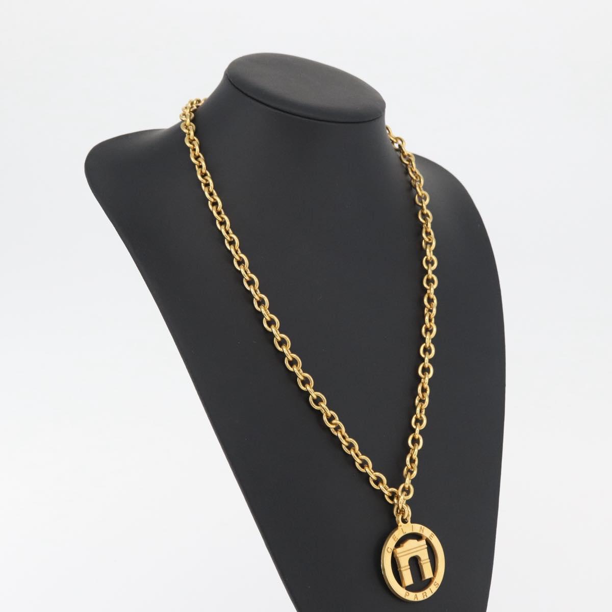 CELINE Arc de Triomphe Necklace metal Gold Tone Auth 176119A