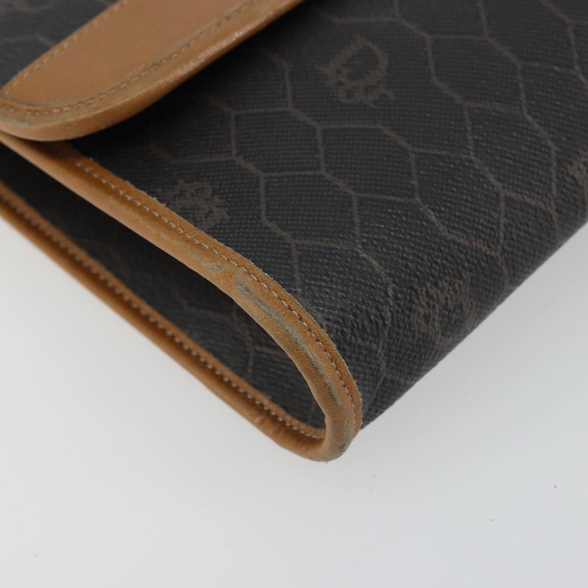 Christian Dior Honeycomb Canvas Chain Shoulder Bag PVC Black Gold Auth 176131