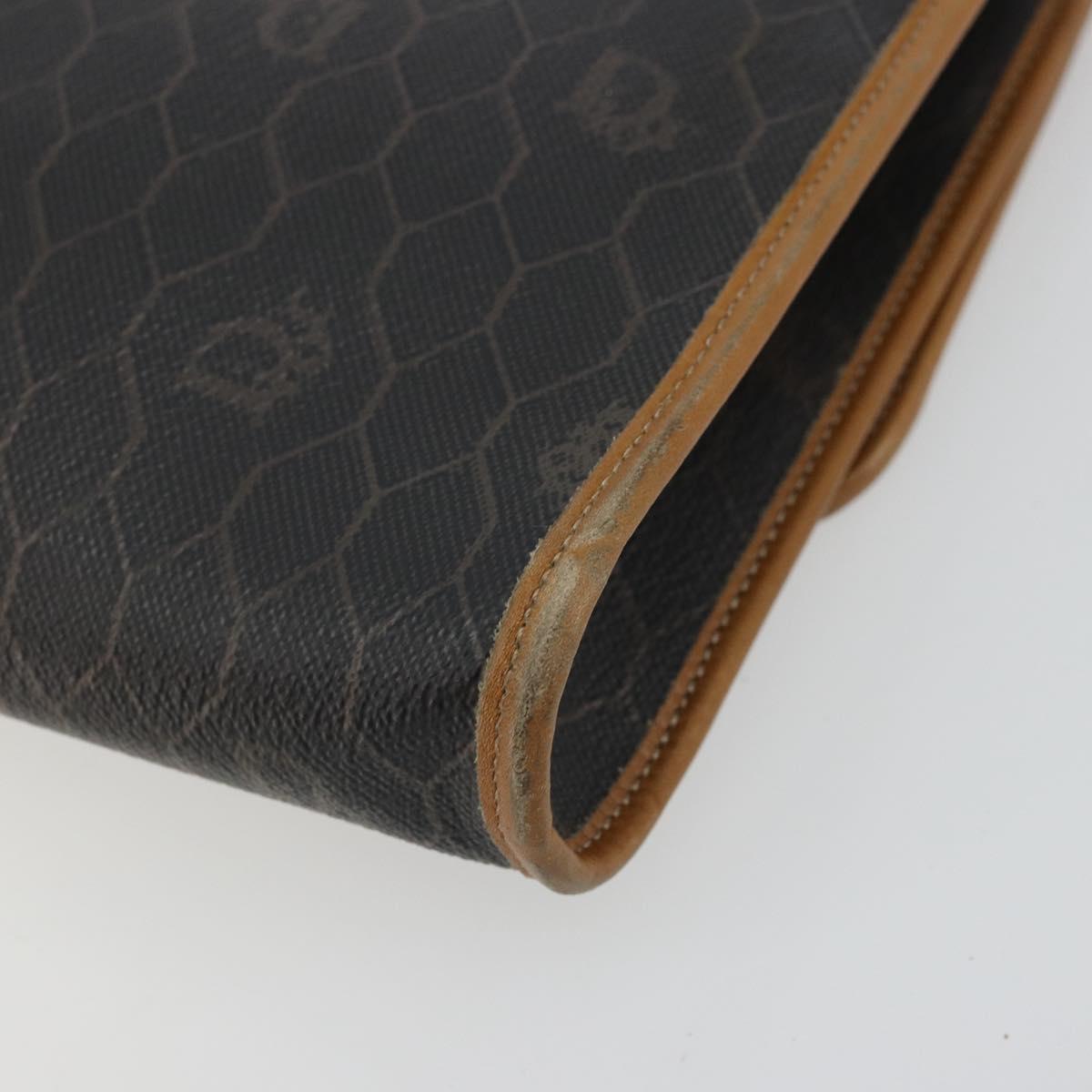 Christian Dior Honeycomb Canvas Chain Shoulder Bag PVC Black Gold Auth 176131