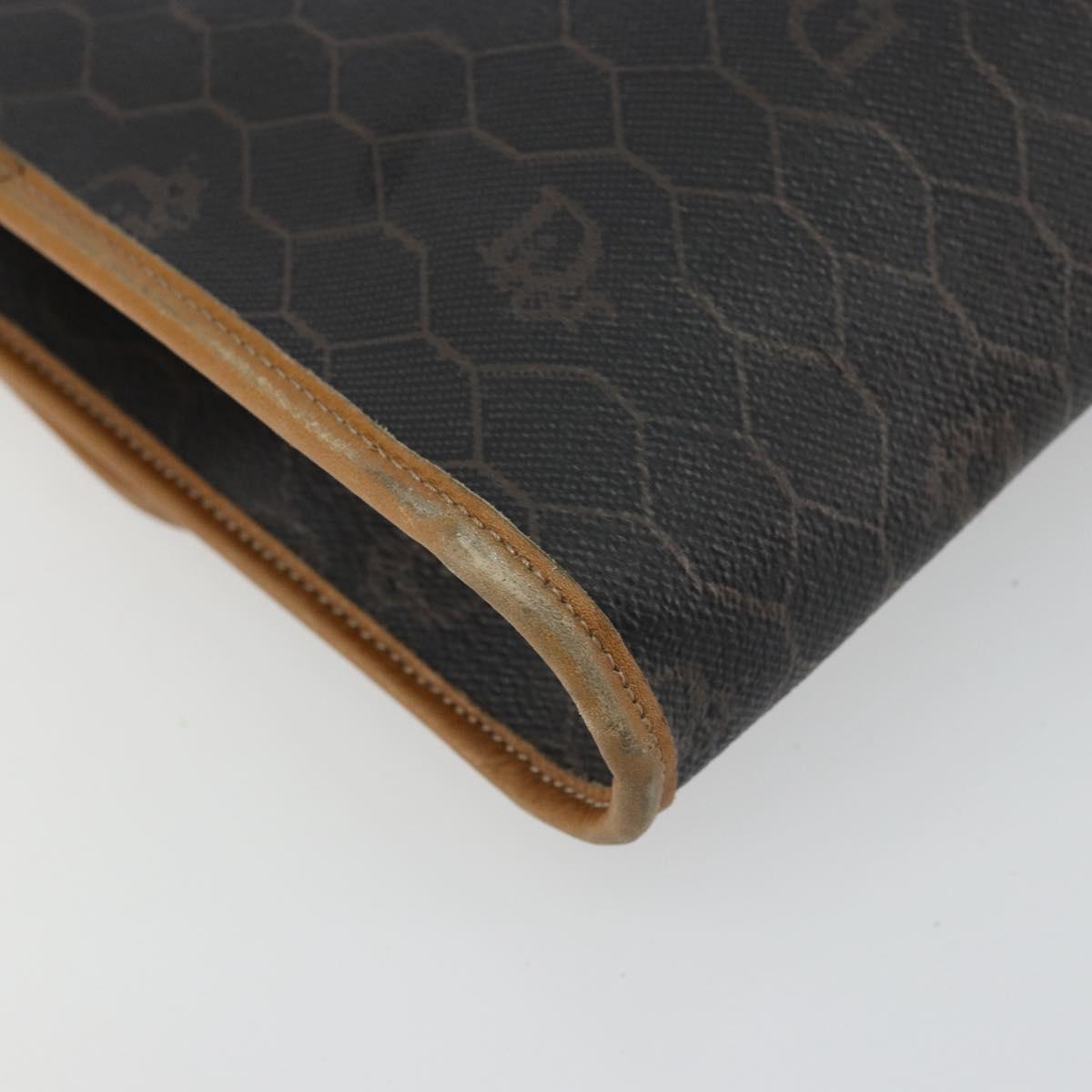 Christian Dior Honeycomb Canvas Chain Shoulder Bag PVC Black Gold Auth 176131