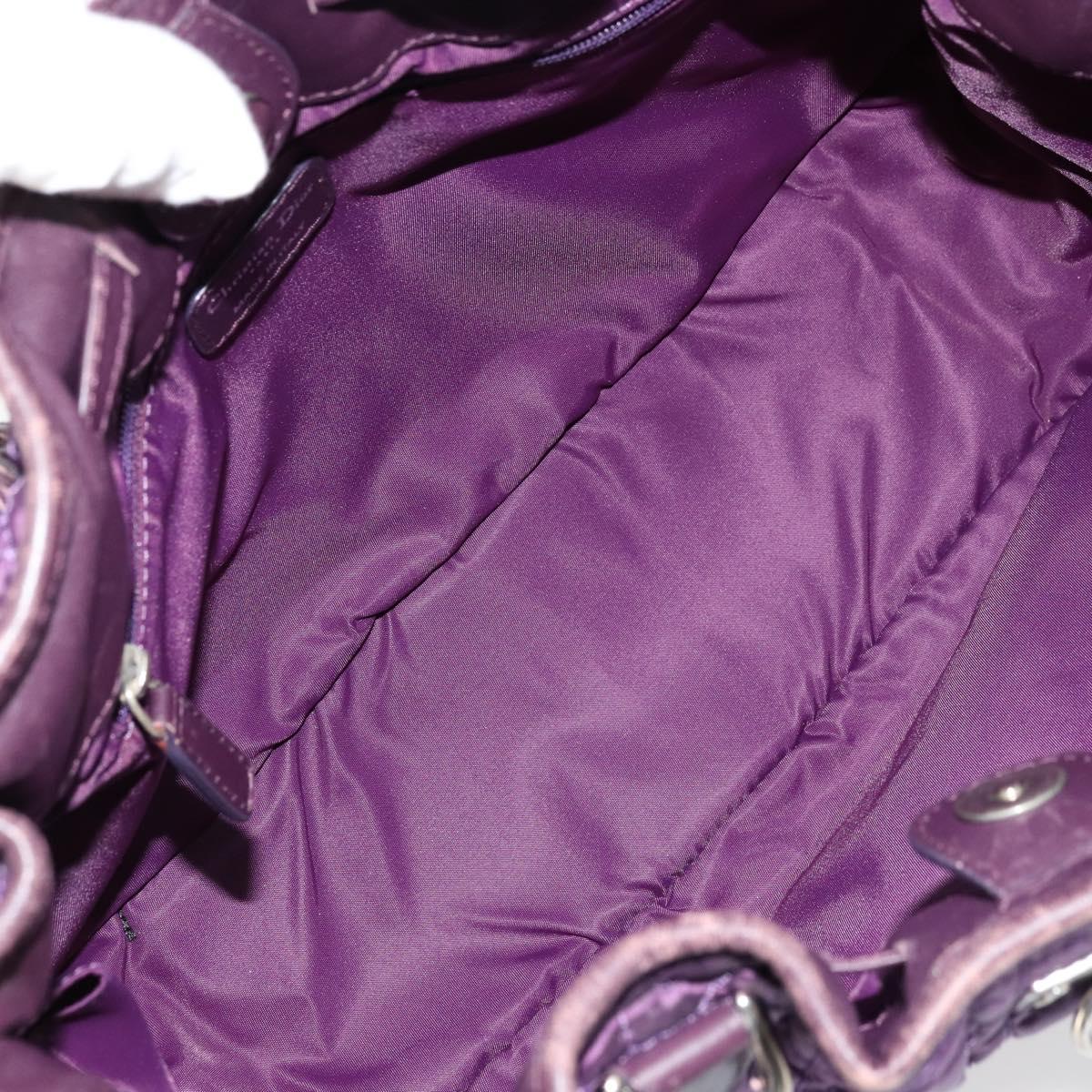 Christian Dior Canage Hand Bag Nylon Purple Silver Auth 176132