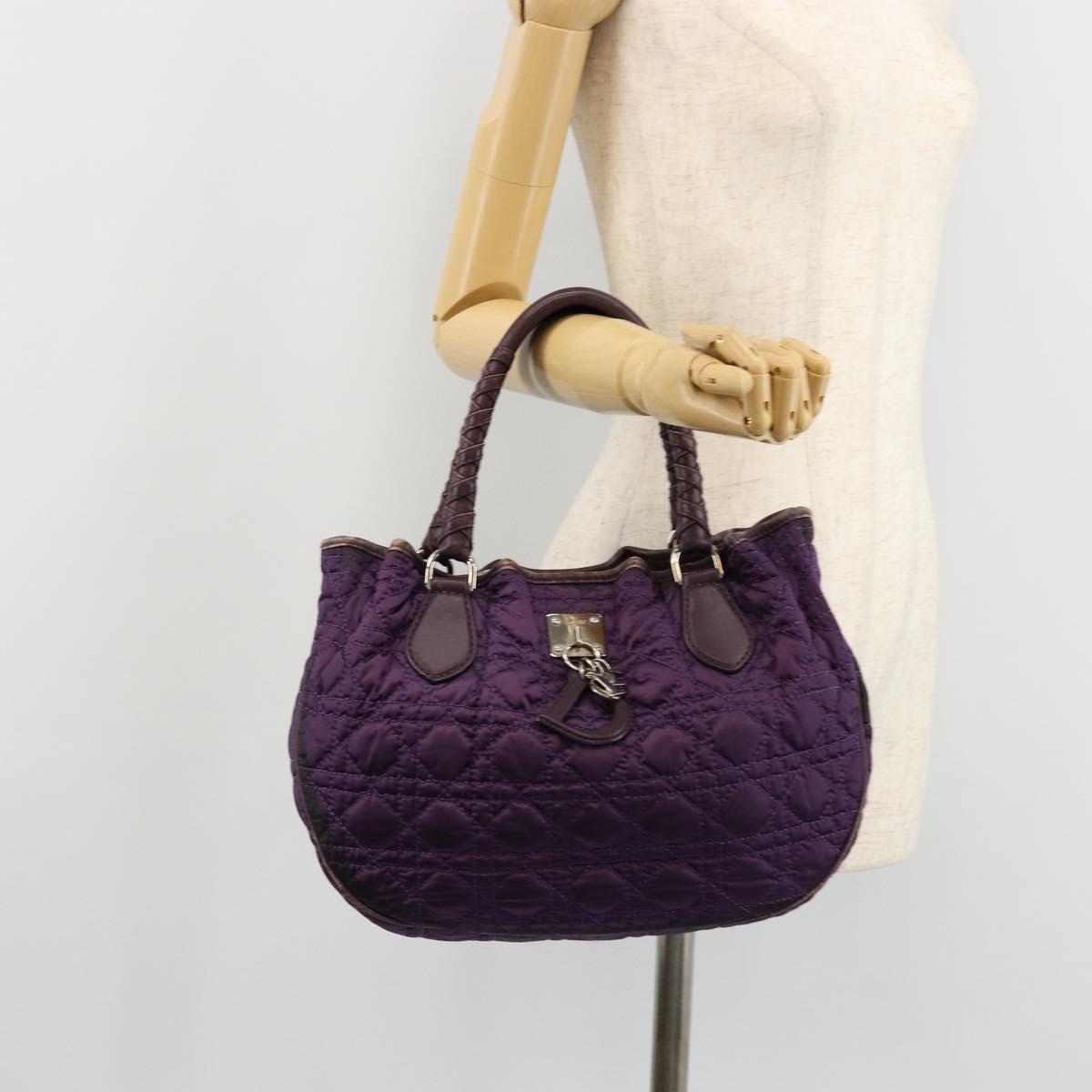 Christian Dior Canage Hand Bag Nylon Purple Silver Auth 176132