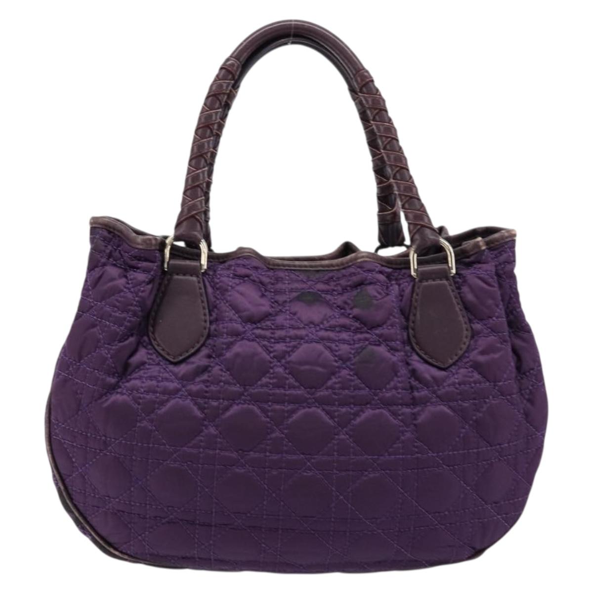 Christian Dior Canage Hand Bag Nylon Purple Silver Auth 176132