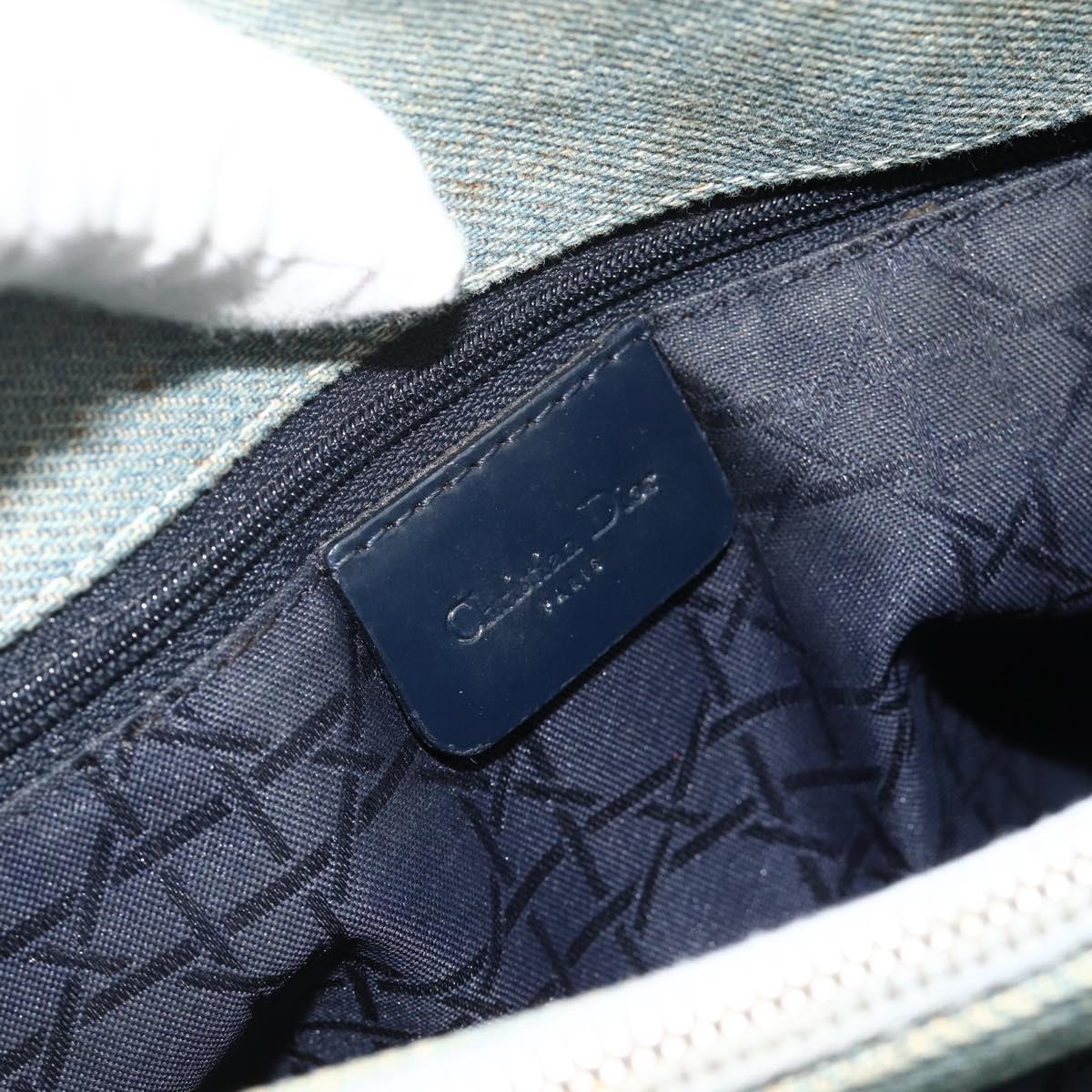 Christian Dior Canage Hand Bag Denim Blue Silver Auth 176133