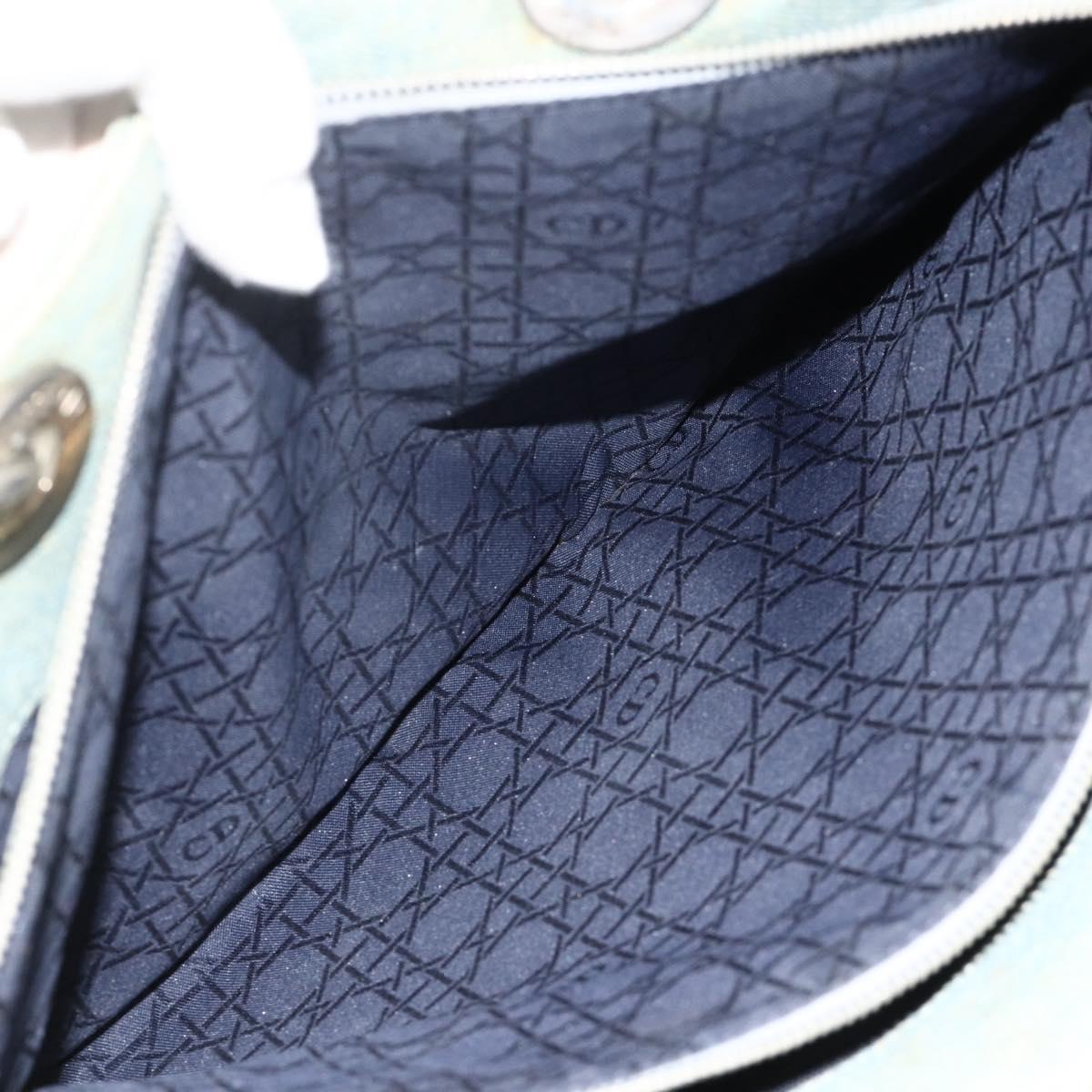 Christian Dior Canage Hand Bag Denim Blue Silver Auth 176133