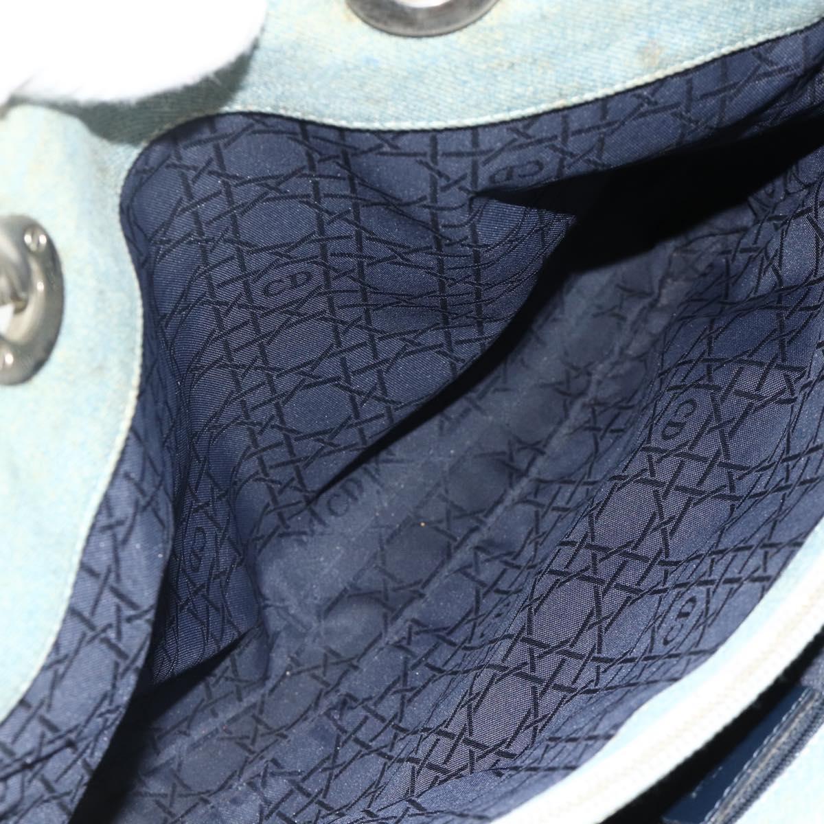 Christian Dior Canage Hand Bag Denim Blue Silver Auth 176133