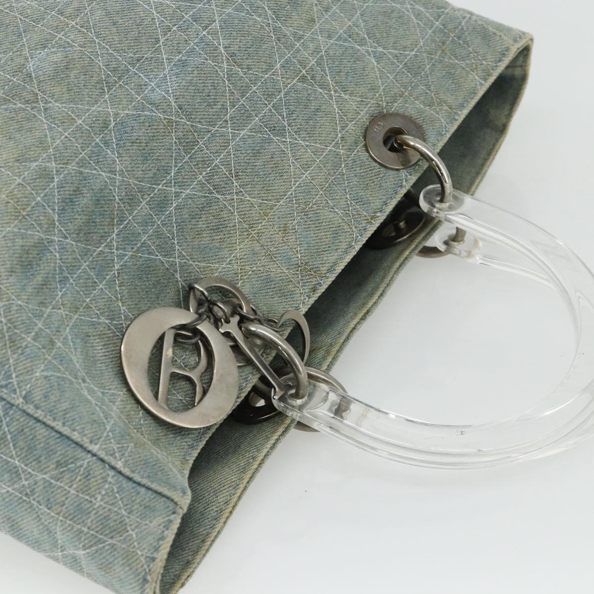 Christian Dior Canage Hand Bag Denim Blue Silver Auth 176133
