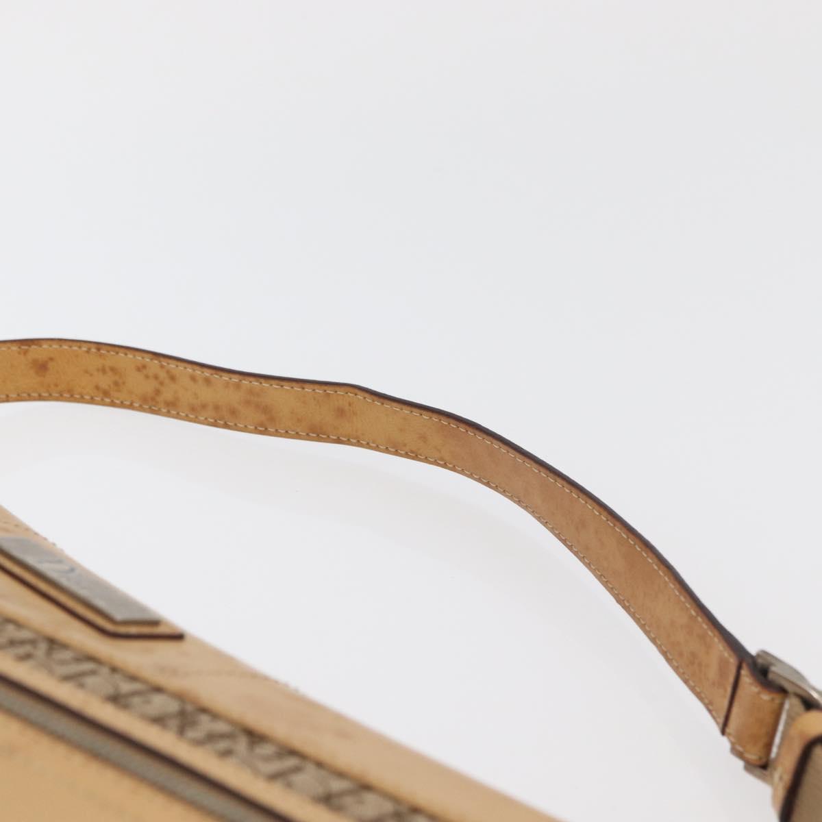 Christian Dior Trotter Canvas Street Chic Shoulder Bag Beige Silver Auth 176137A