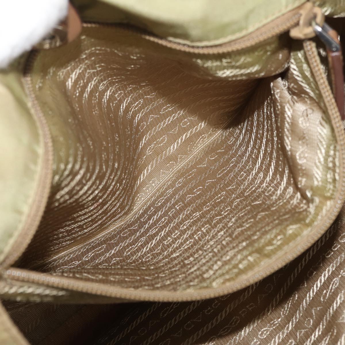 PRADA Hand Bag Nylon Khaki Silver Auth 176138