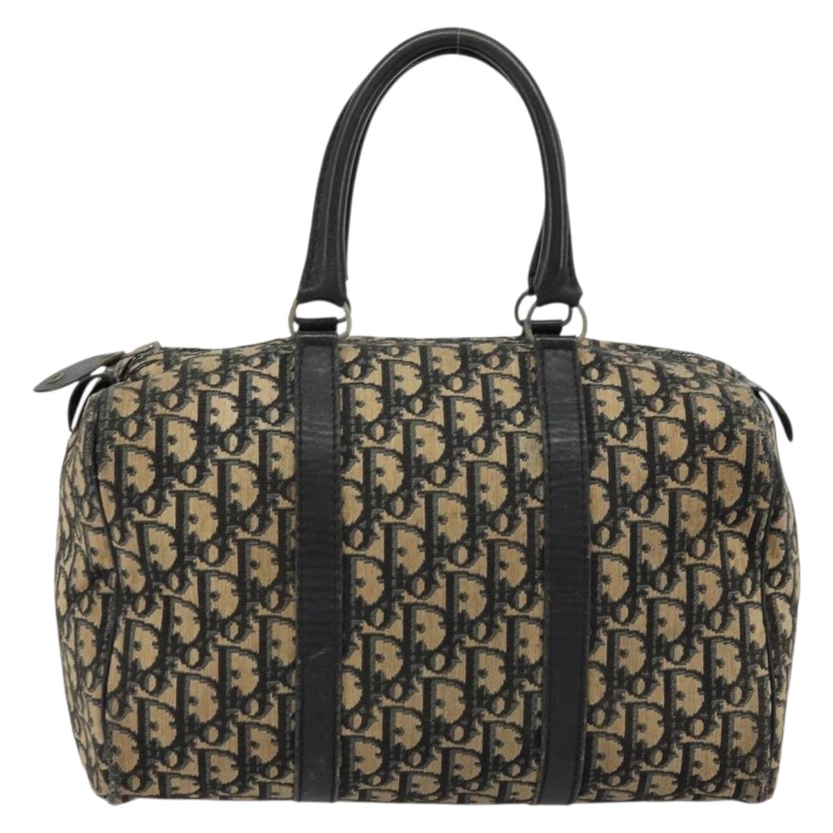 Christian Dior Trotter Canvas Hand Bag Navy Silver Auth 176139