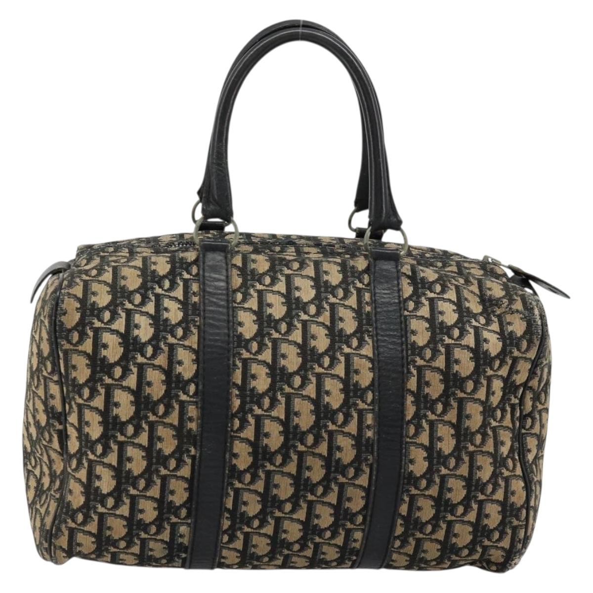 Christian Dior Trotter Canvas Hand Bag Navy Silver Auth 176139
