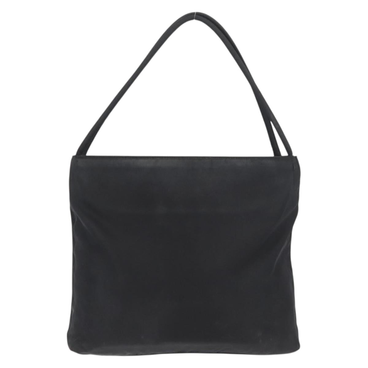 PRADA Hand Bag Nylon Black Silver Auth 176163