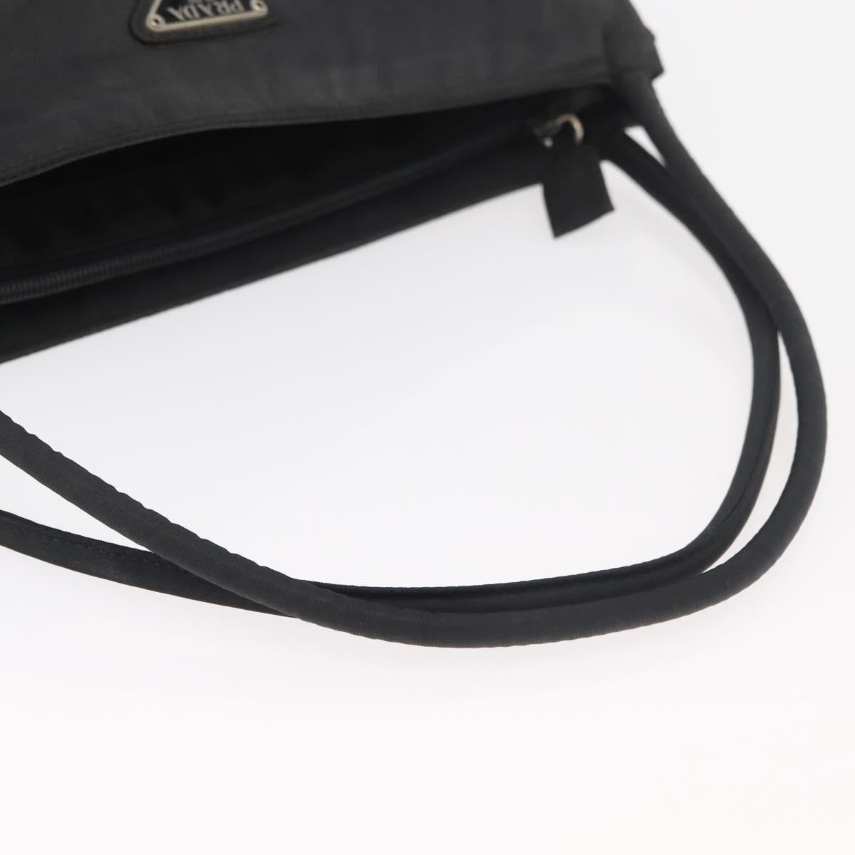 PRADA Hand Bag Nylon Black Silver Auth 176163