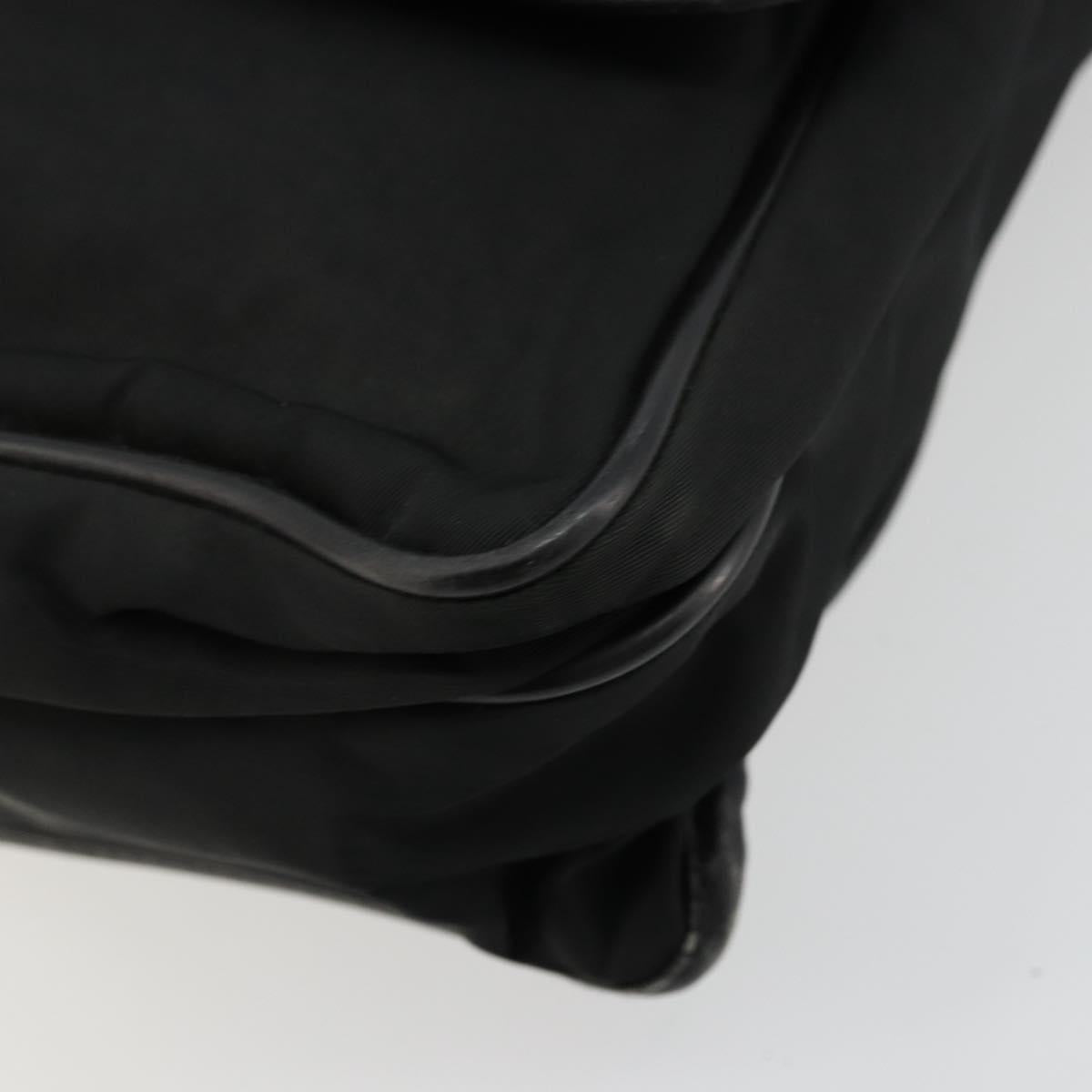 PRADA Shoulder Bag Nylon Black Silver Auth 176173