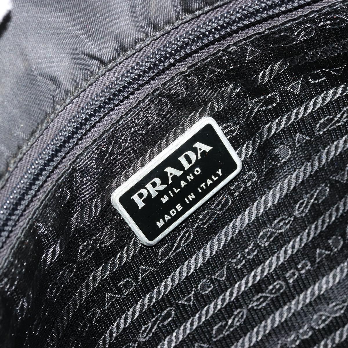 PRADA Shoulder Bag Nylon Black Silver Auth 176173