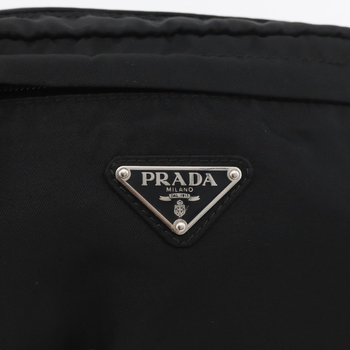 PRADA Body Bag Nylon Black Silver Auth 176176A