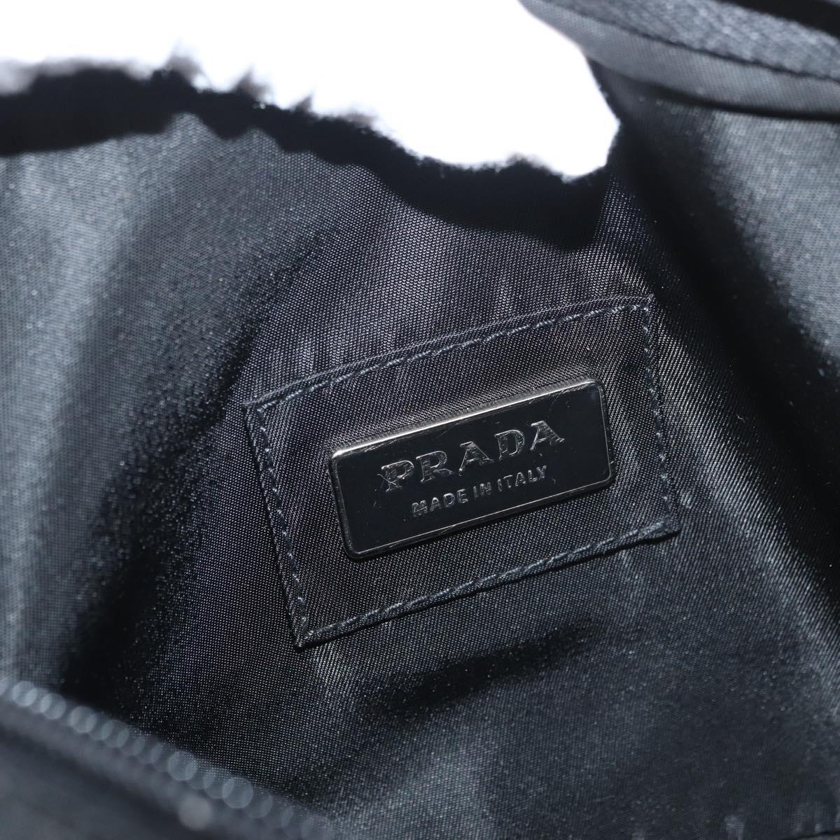 PRADA Body Bag Nylon Black Silver Auth 176176A