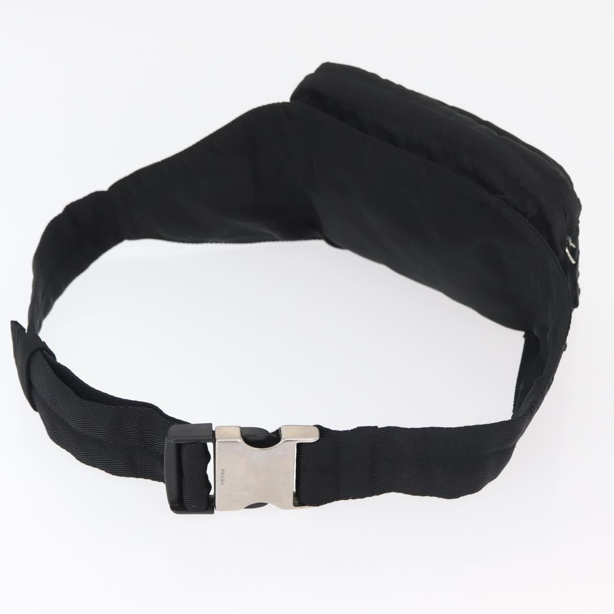 PRADA Body Bag Nylon Black Silver Auth 176176A