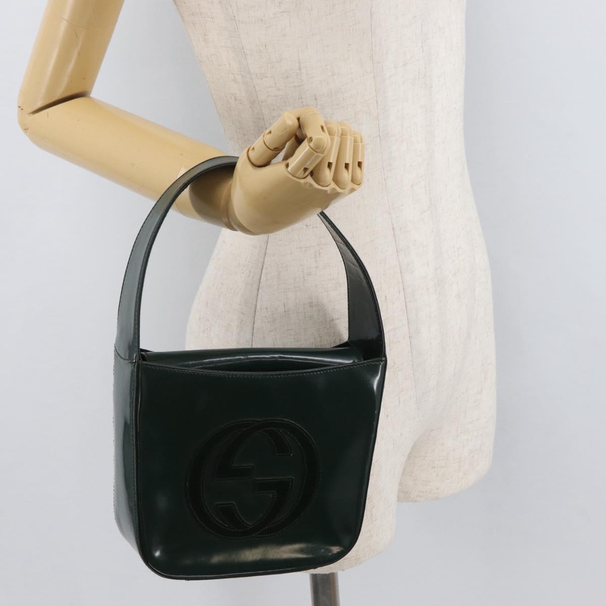 GUCCI Hand Bag Patent leather Green Silver 007 2046 2049 Auth 176177