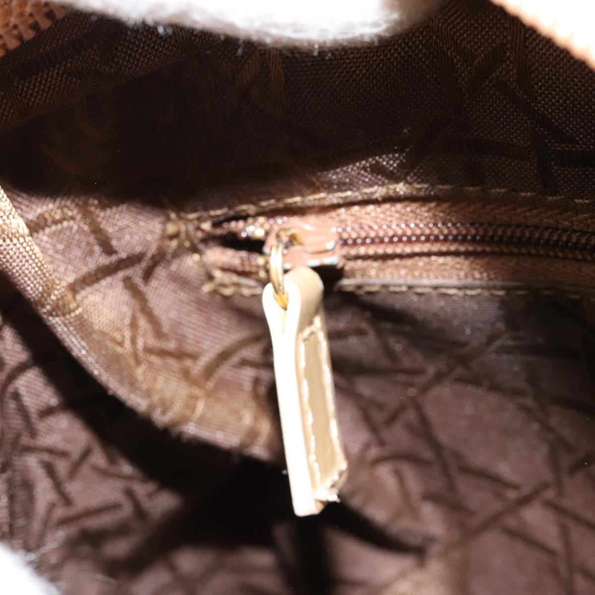 Christian Dior Canage Hand Bag Nylon 2way Green Gold Auth 176178