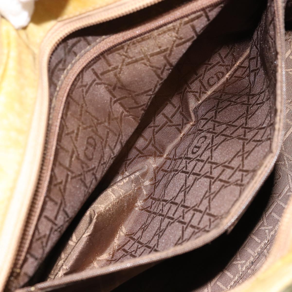 Christian Dior Canage Hand Bag Nylon 2way Green Gold Auth 176178