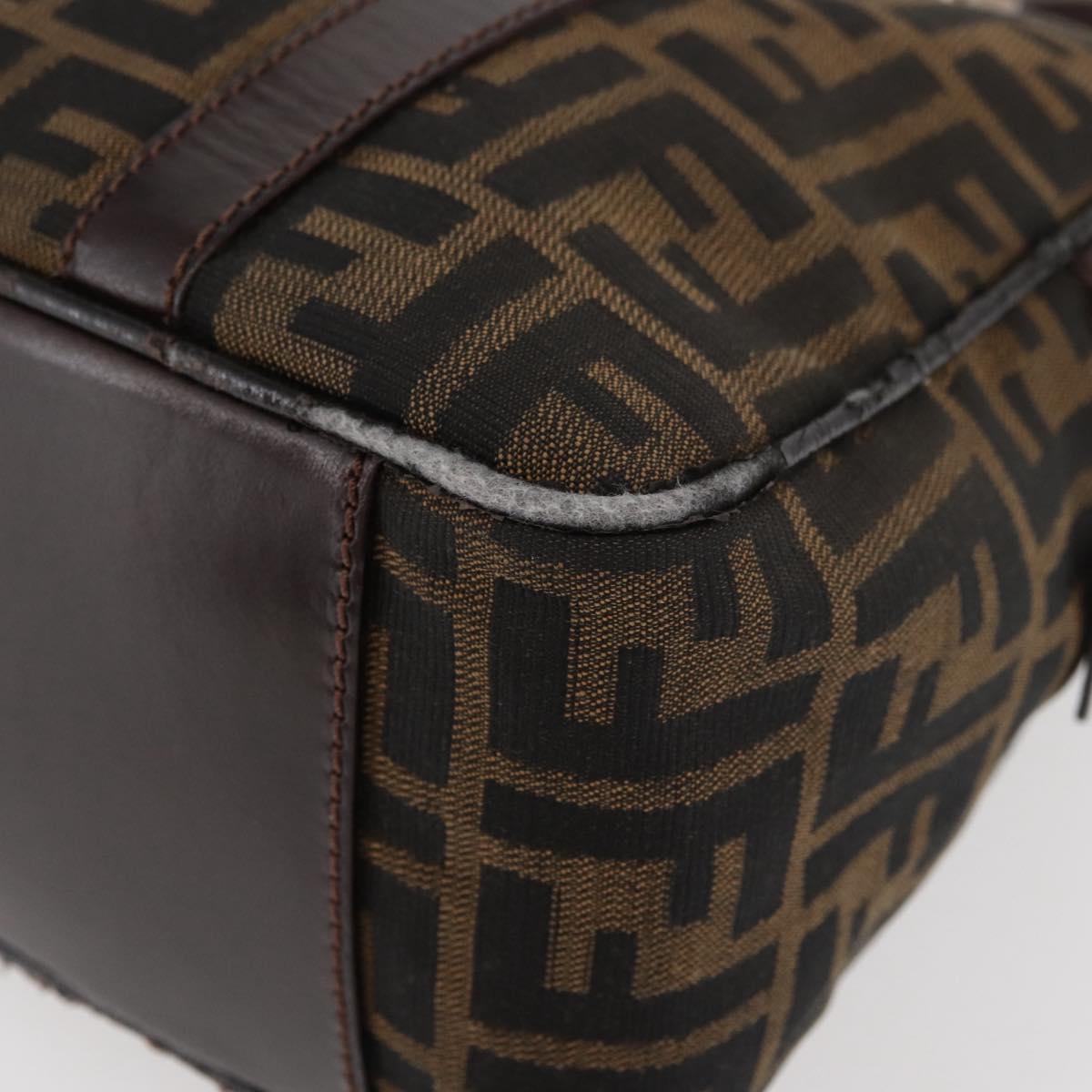 FENDI Zucca Canvas Hand Bag Brown Black Auth 176183