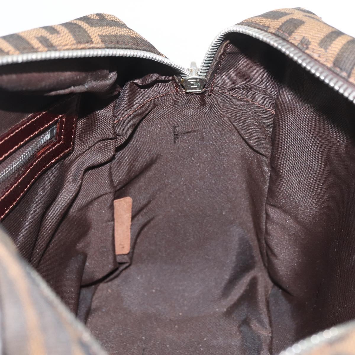 FENDI Zucca Canvas Hand Bag Brown Black Auth 176183
