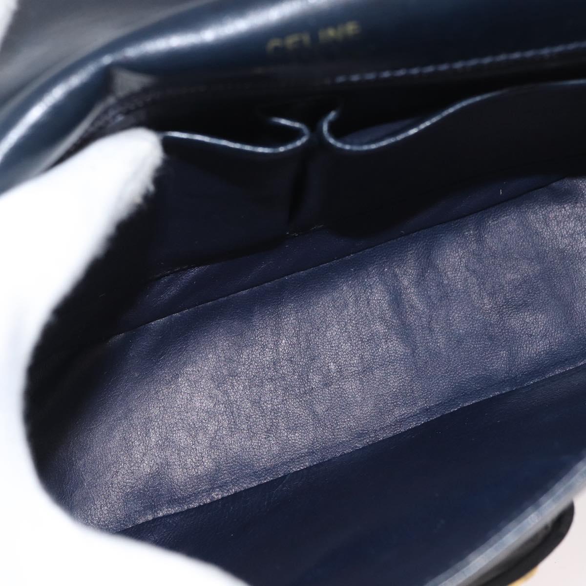 CELINE C Sulky Shoulder Bag Canvas Navy Gold Auth 176184A