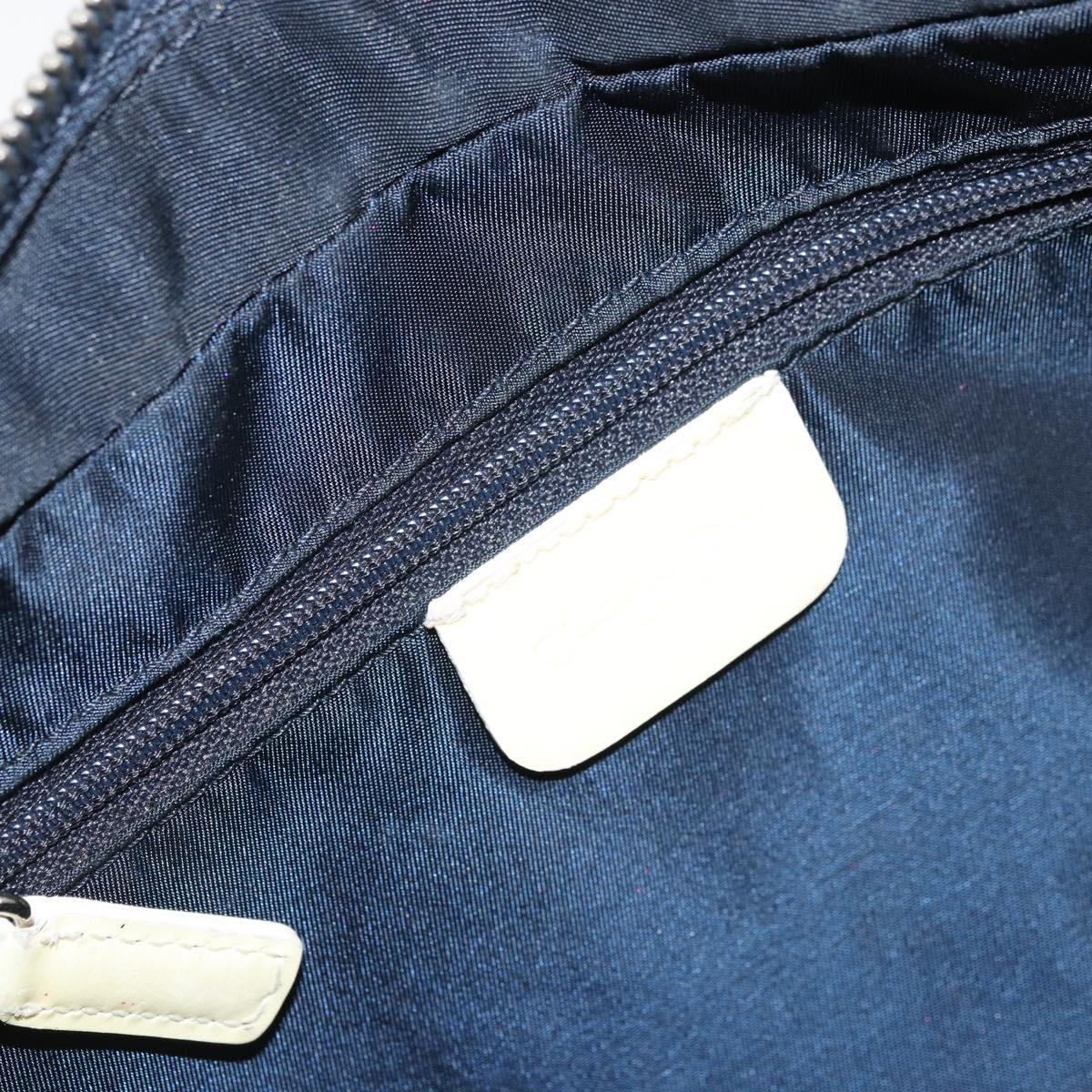 Christian Dior Trotter Canvas Shoulder Bag PVC Navy Silver Auth 176185