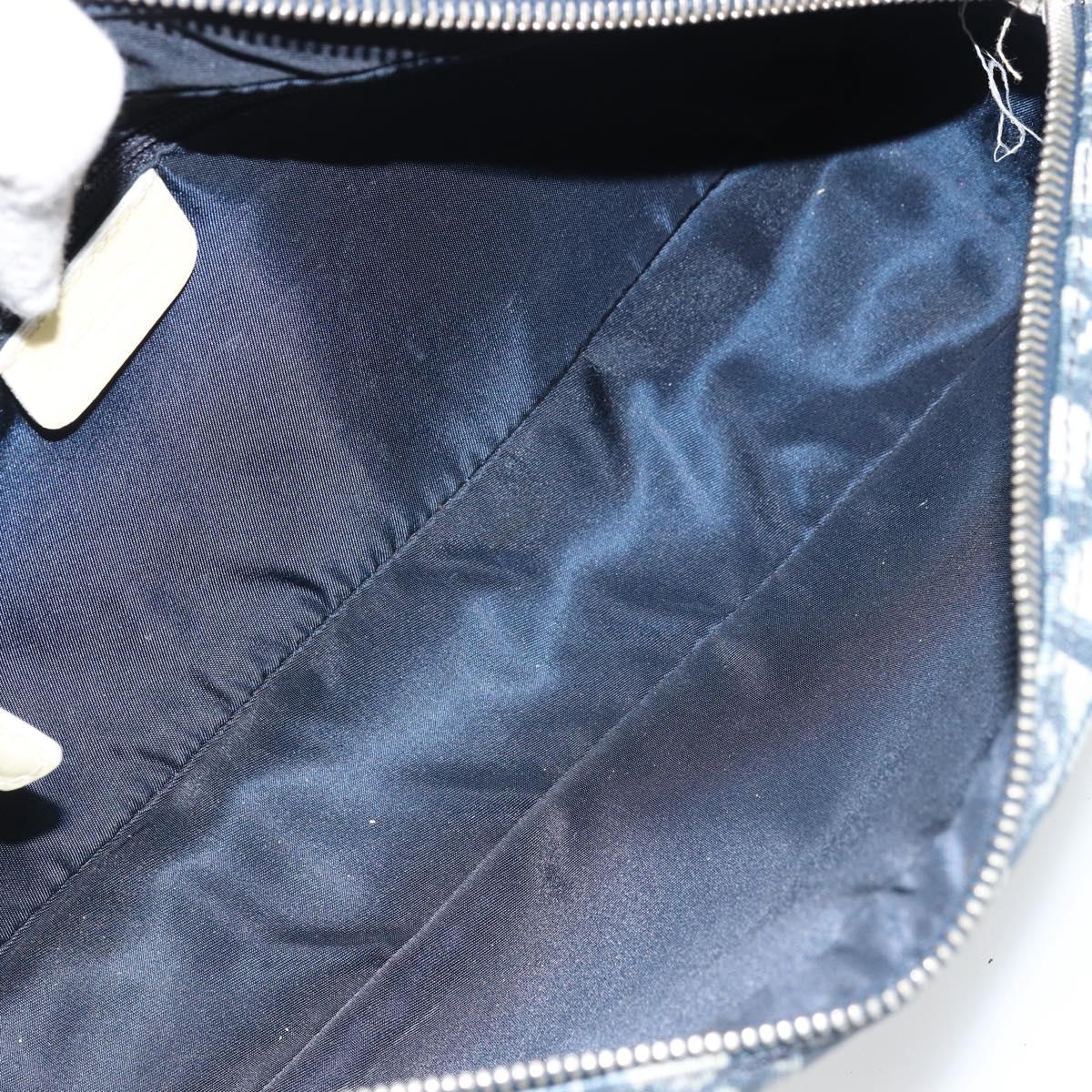 Christian Dior Trotter Canvas Shoulder Bag PVC Navy Silver Auth 176185