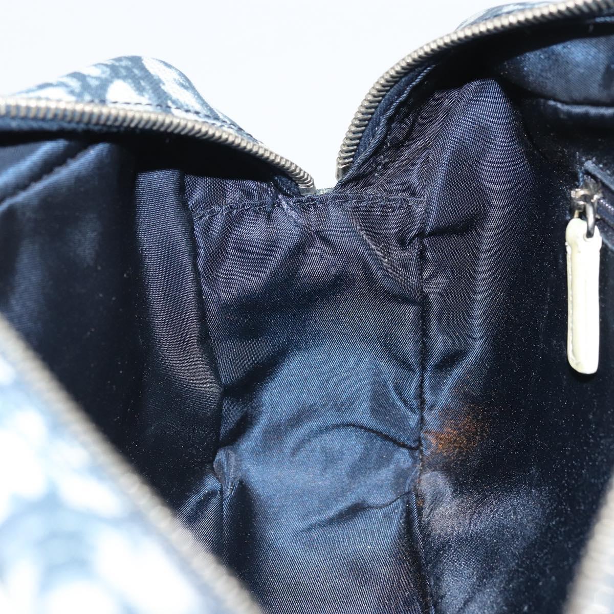 Christian Dior Trotter Canvas Shoulder Bag PVC Navy Silver Auth 176185