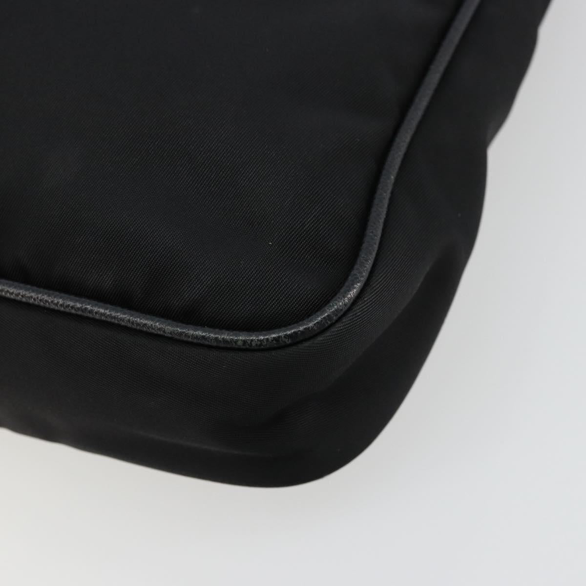 PRADA Shoulder Bag Nylon Black Gold Auth 176186A