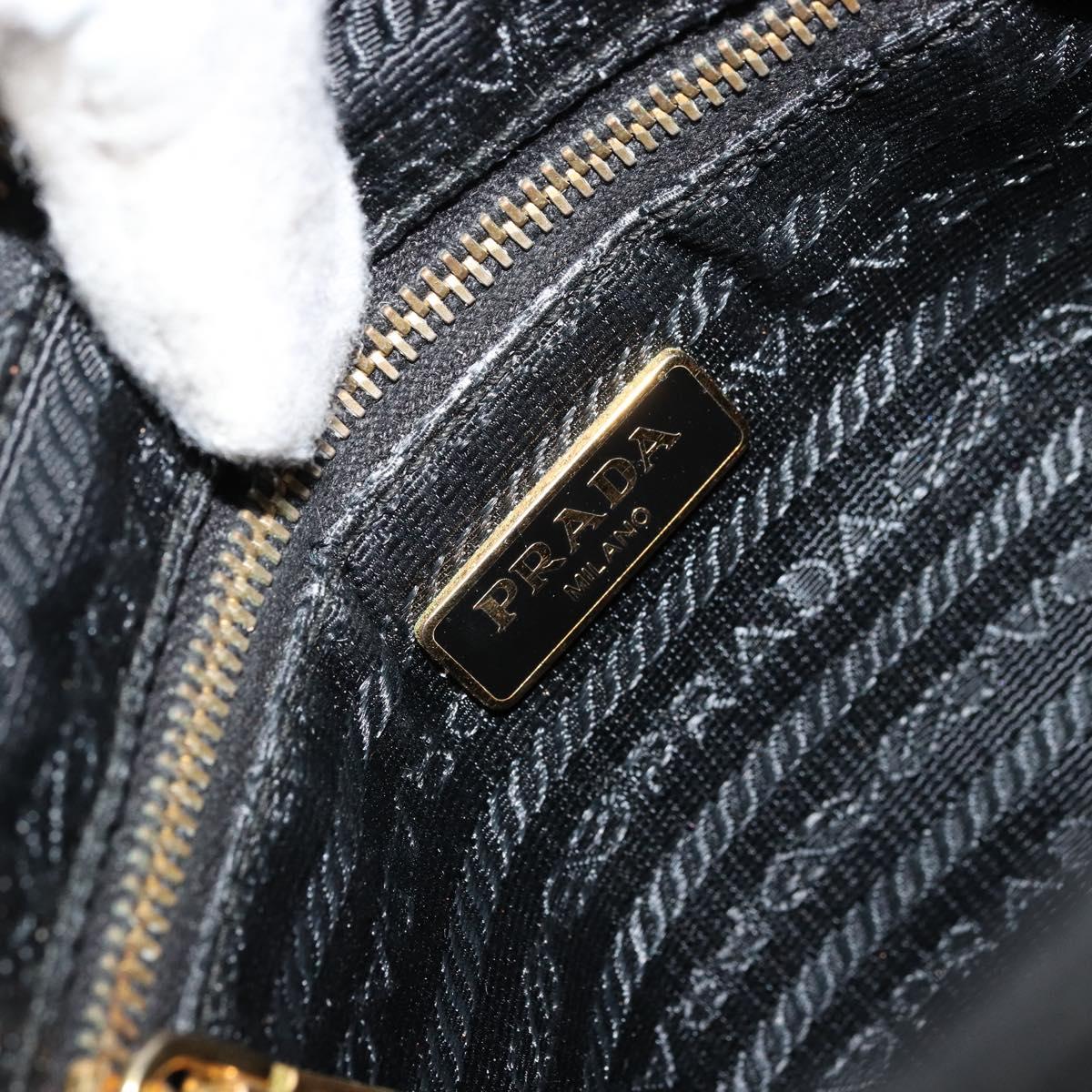 PRADA Shoulder Bag Nylon Black Gold Auth 176186A