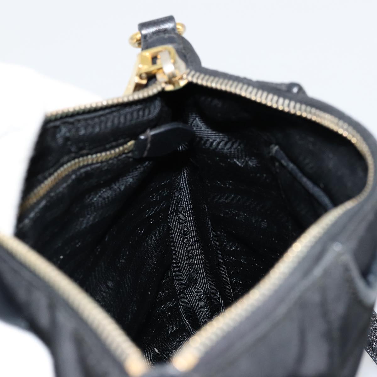 PRADA Shoulder Bag Nylon Black Gold Auth 176186A
