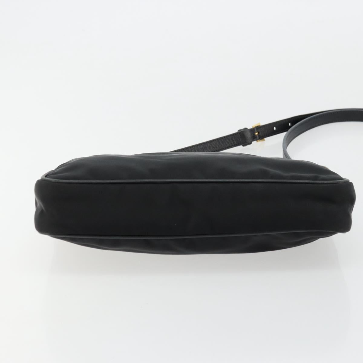 PRADA Shoulder Bag Nylon Black Gold Auth 176186A