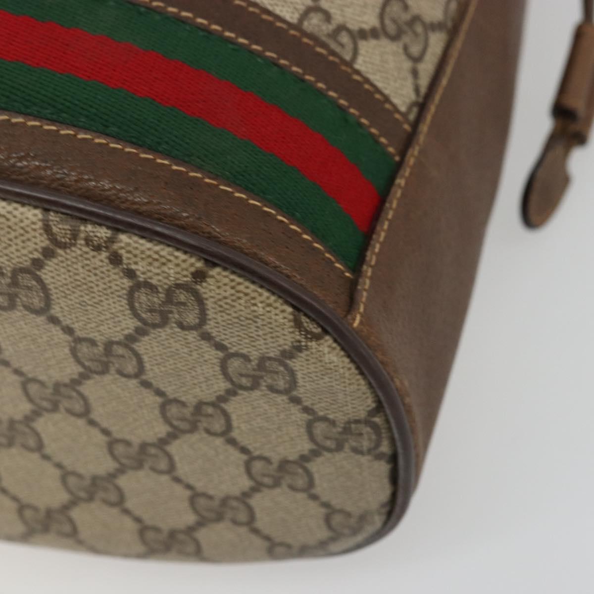 GUCCI GG Supreme Web Sherry Line Bag PVC Beige Gold 001 41 0850 Auth 176189