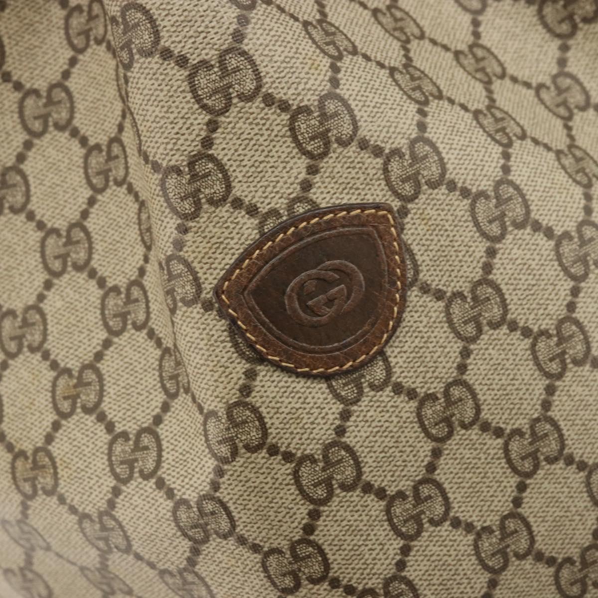 GUCCI GG Supreme Web Sherry Line Bag PVC Beige Gold 001 41 0850 Auth 176189