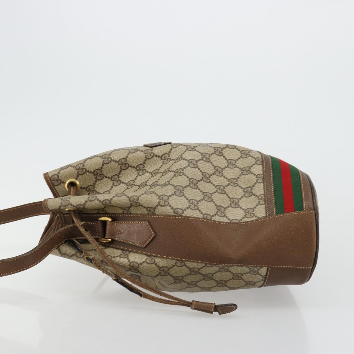 GUCCI GG Supreme Web Sherry Line Bag PVC Beige Gold 001 41 0850 Auth 176189
