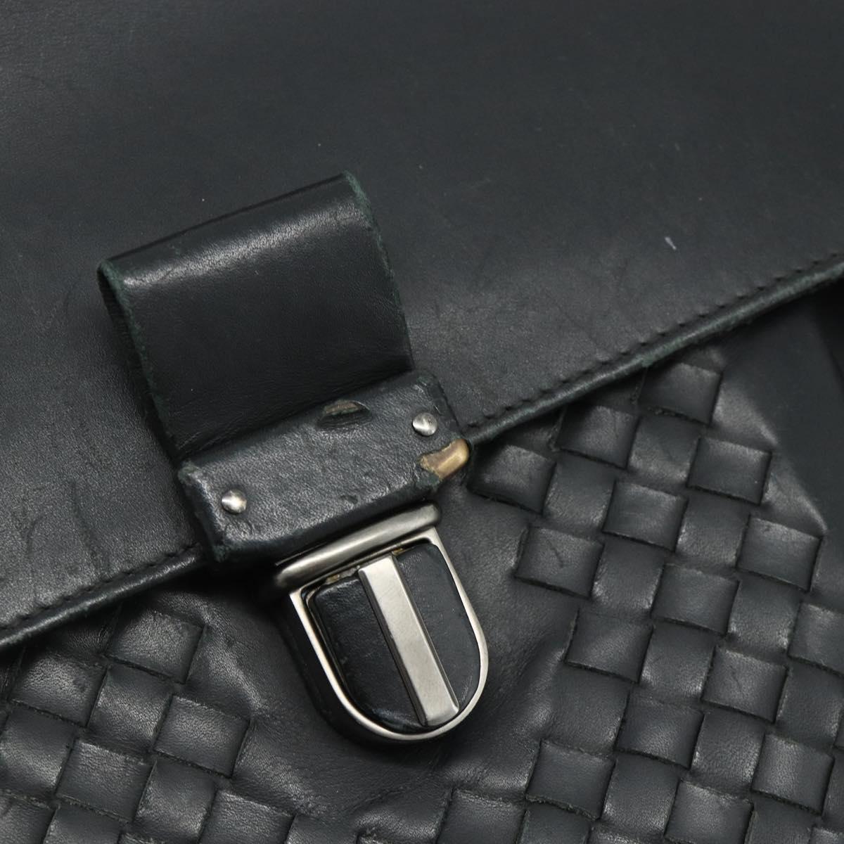 BOTTEGA VENETA INTRECCIATO Business Bag Leather Black 155172 Auth 176192